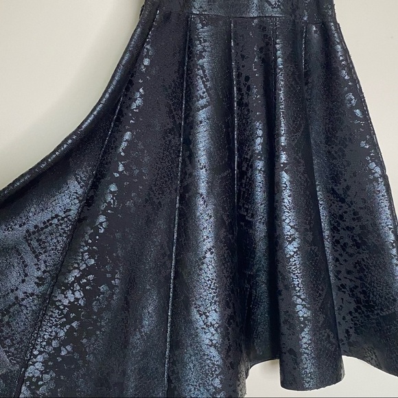 Parker Olida Black Coated Python Print Fit & Flare Sleeveless Dress, size XS - Picture 5 of 16